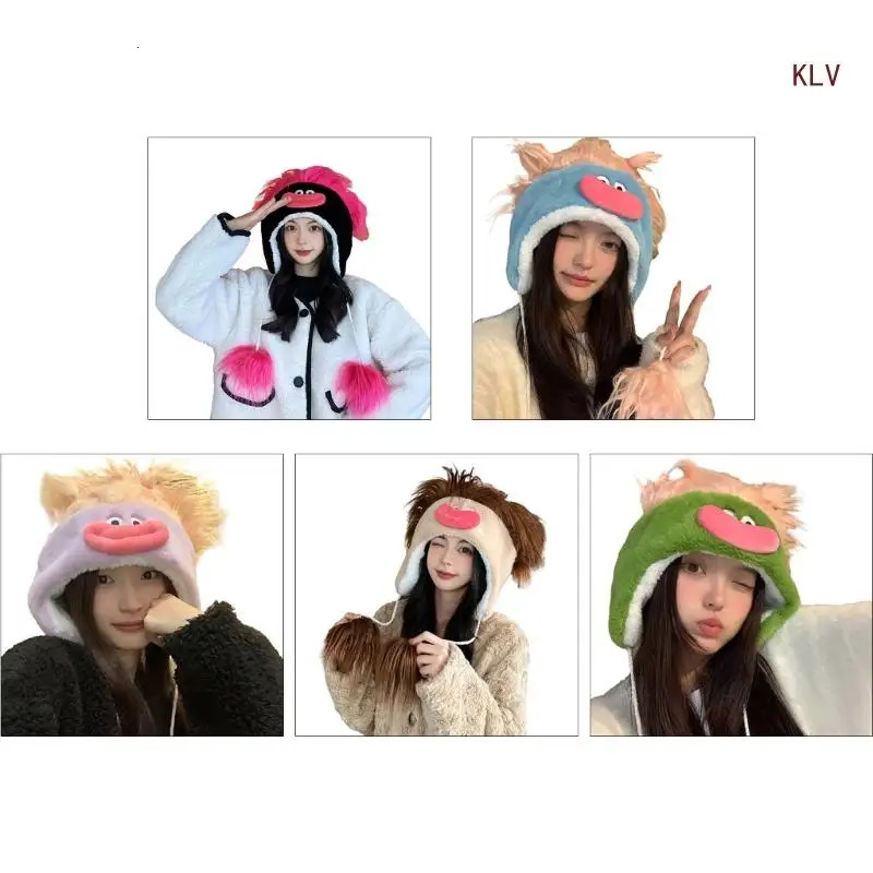Winter Teens Ugly Beanie Windproof Trapper Hat Ear Protector Hat Adult Winter Cycling Skiing Supplies 240715