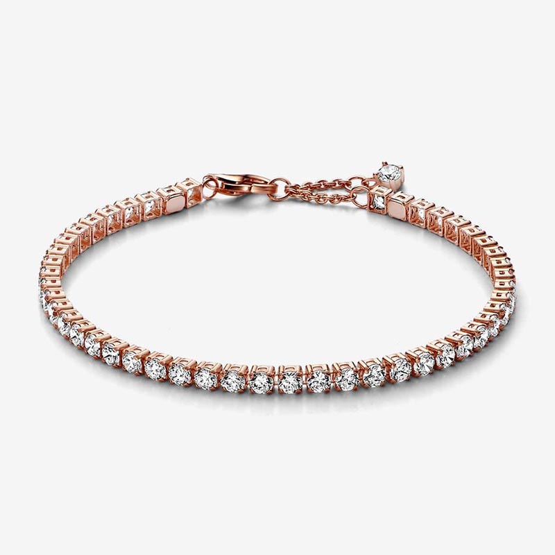 Sparkling Tennis Bracelet 925 Sterling Silver Diamond Bracelet For Women Wedding Jewelry Girlfriend Gift Gold bracelet with Retail Box Set Z250910