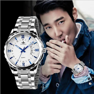 Calendar Night Light Precision Steel Watch Men Non Mechanical Waterproof Stainless Business Style 240716