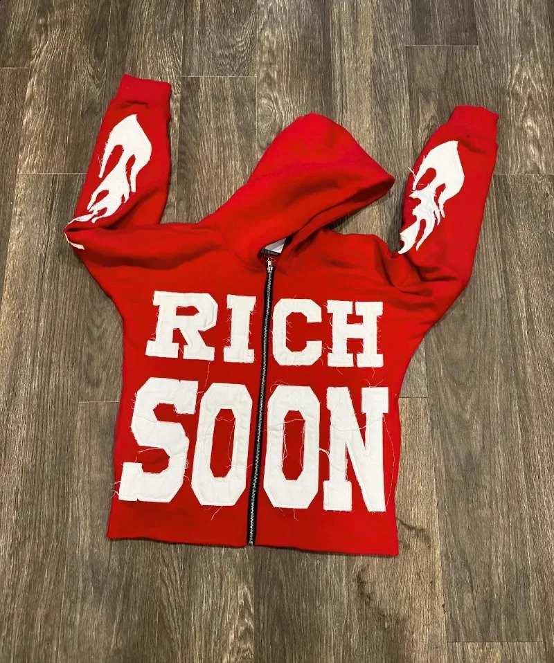 Y2k American Street Trend Jacket Mens Letter Embroidered Zipper Hoodie Harajuku Fashion Retro Oversized Sweatshirt Womens 240816