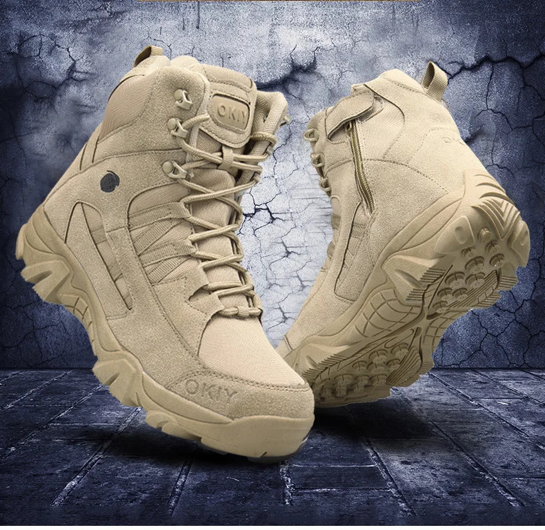 Winter Men Work Boots Outdoor Leather Climbing Hiking Boots Men Desert Tactical Combat Ankle Boots Men Fishing Hunting Shoes 250421