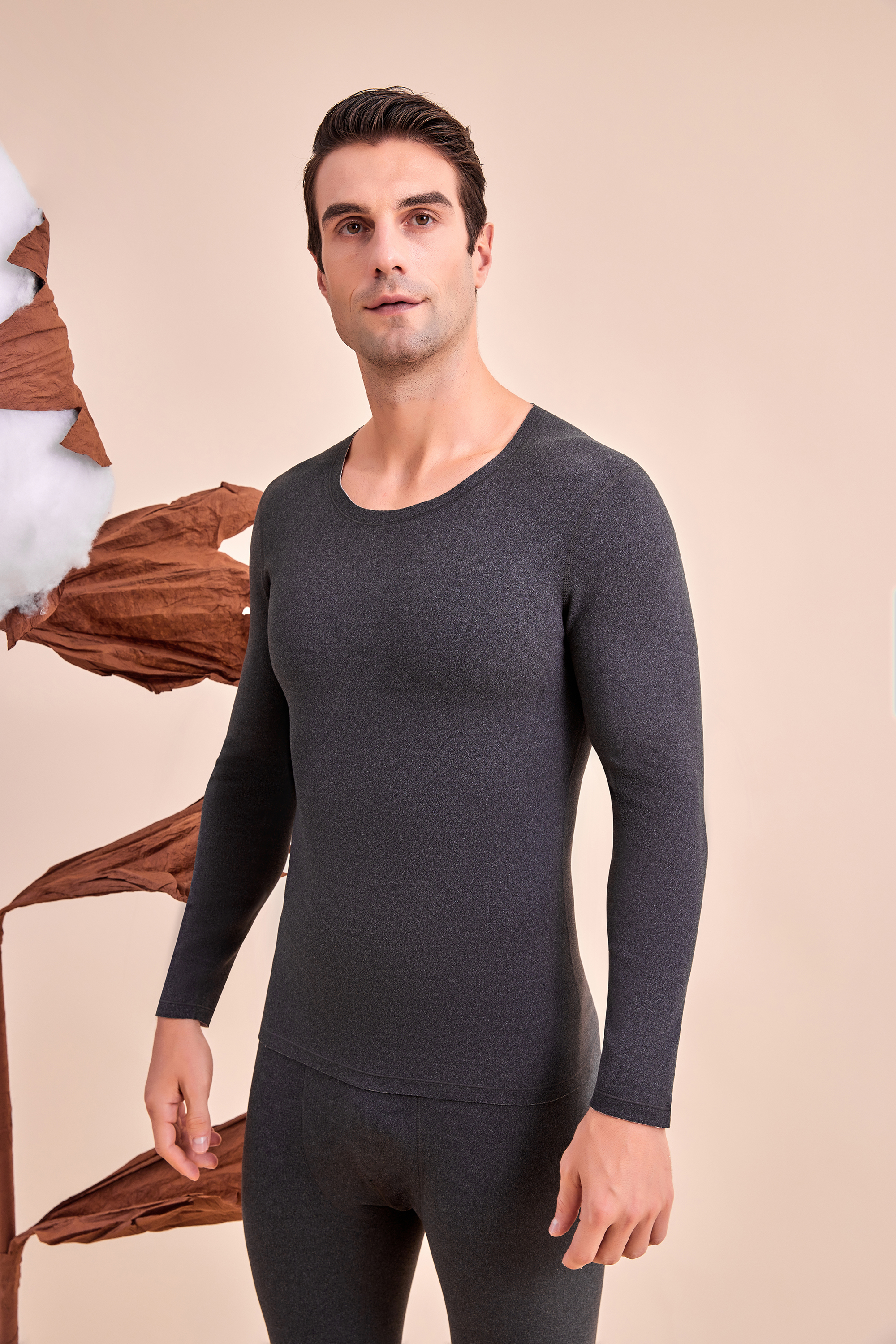 Men's thermal suit, thermal underwear, pajamas, 7A antibacterial and mite proof 24A07