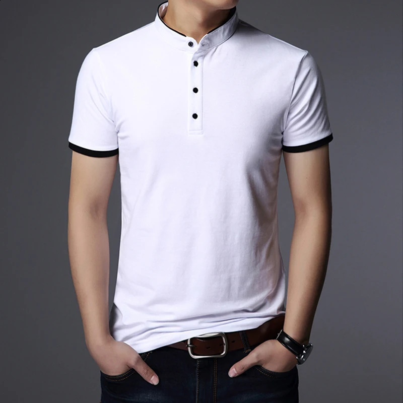 Mens Business Casual Polo Short Sleeve T-shirt Summer Comfortable and Breathable Solid Cotton Top 240816