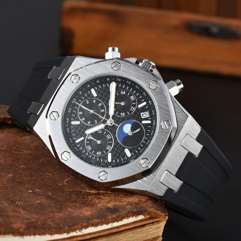 Aps Wrist Watches for Men 2025 New Mens Watches All Dial Work Automatic machinery Watch High Quality Top Luxury Brand Clock Men Fashion Rubber watch band 002