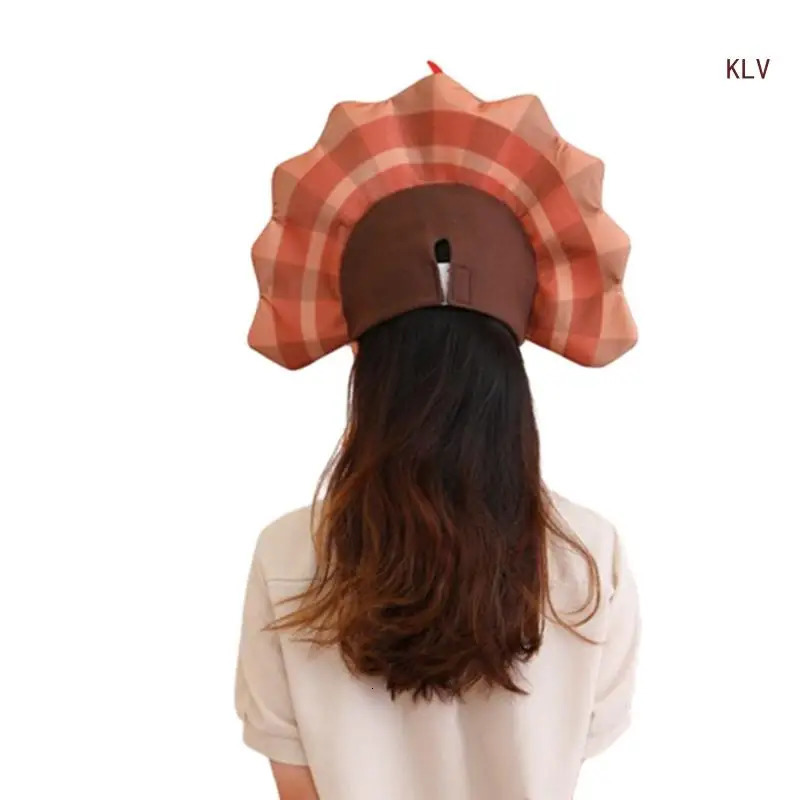 Plush Turkey Hat for Family Gathering Kids Lovely Cartoon Hat Breathable Festival Party Hat Thanks Giving Party Headgear 6XDA 240715
