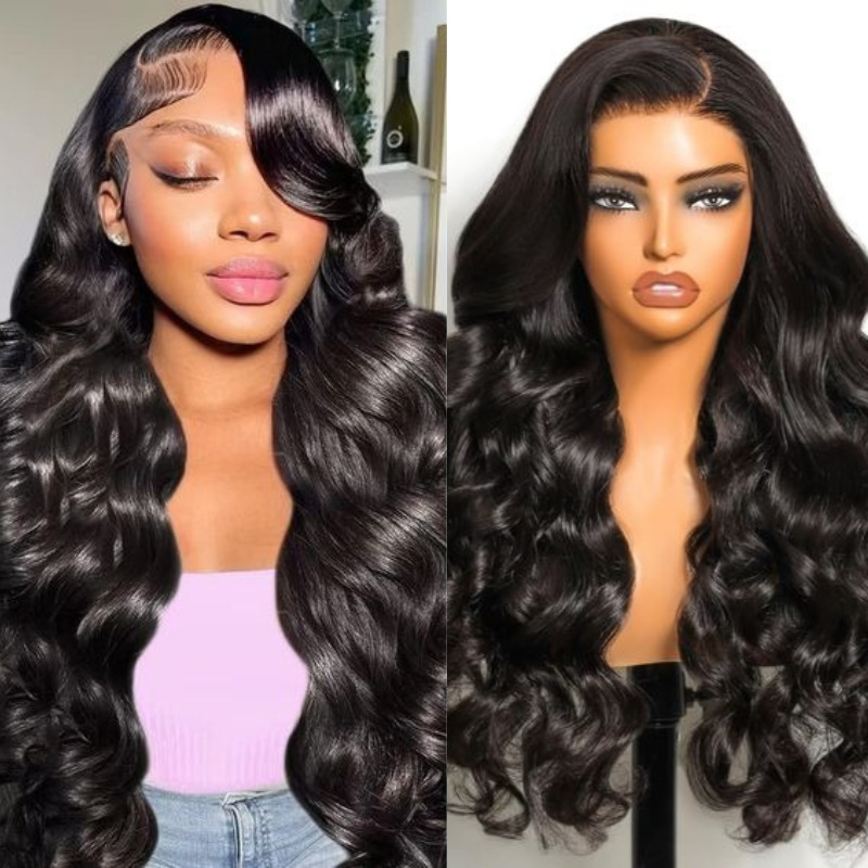 32 Inch Body Wave 13x4 Transparent Lace Front Human Hair Wigs For Women 180 Density Water Wave Synthetic Lace Frontal Wig