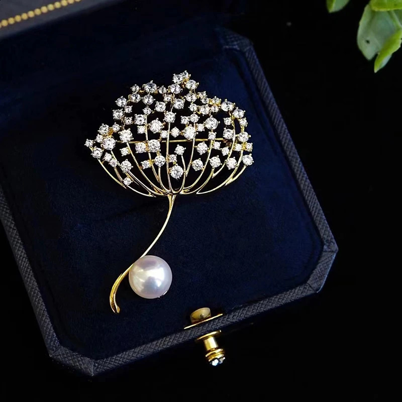 MeibaPJ Natural Pearl Dandelion Corsage Brooch Fashion Sweater Jewelry for Women Empty Tray 240713