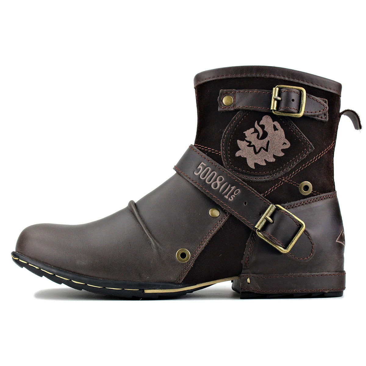 WInter Fashion Mens Shoes Boots Warm Leather Vintage Motorcycle Male Boots Riding Retro Metal Style Zippers Mens Shoes 240718