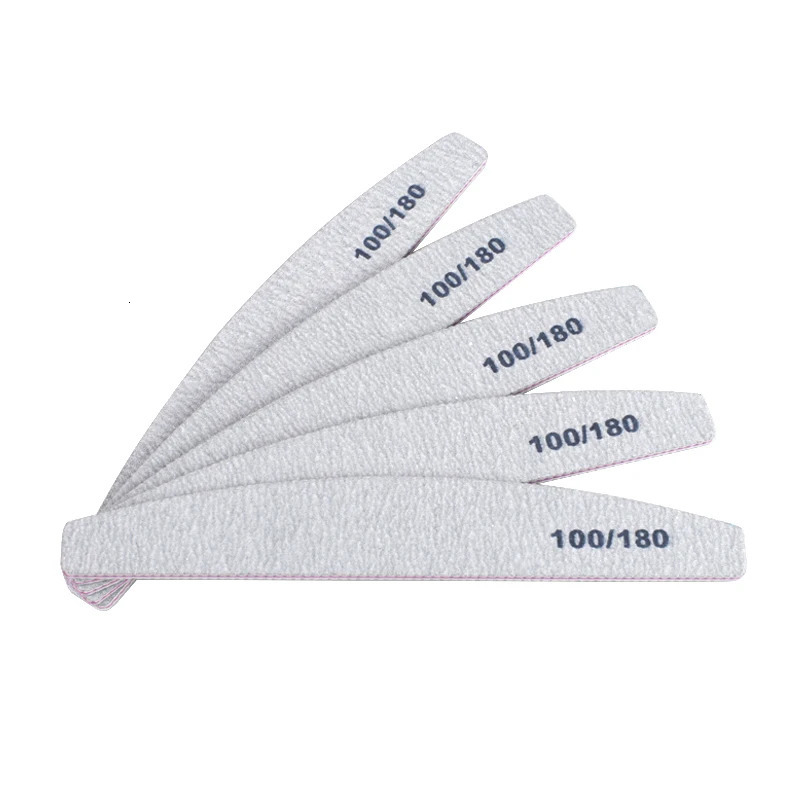 50PcsLot Grey Sandpaper Nail File 100180 Double Sided Buffer Block Polisher Pedicure Manicure Nail Art Files Nails Accesorios 240713
