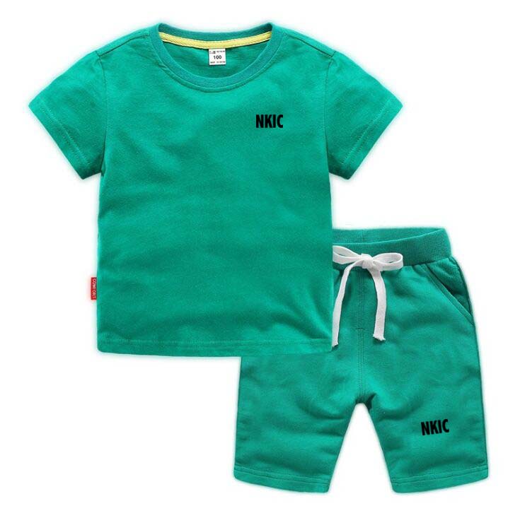 2pcs Kids Clothing Sets Summer Baby Boy Sport Outfits Children Clothes Sets Brand Clothing 100% Cotton Blue T-Shirt Shorts Set for Toddler Girls