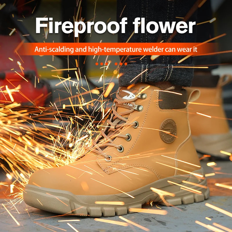 Men Protective Boots Steel Toe Shoes Anti-smash Anti-puncture Work Boots Safety Shoes Indestructible Winter Boots Waterproof 240718