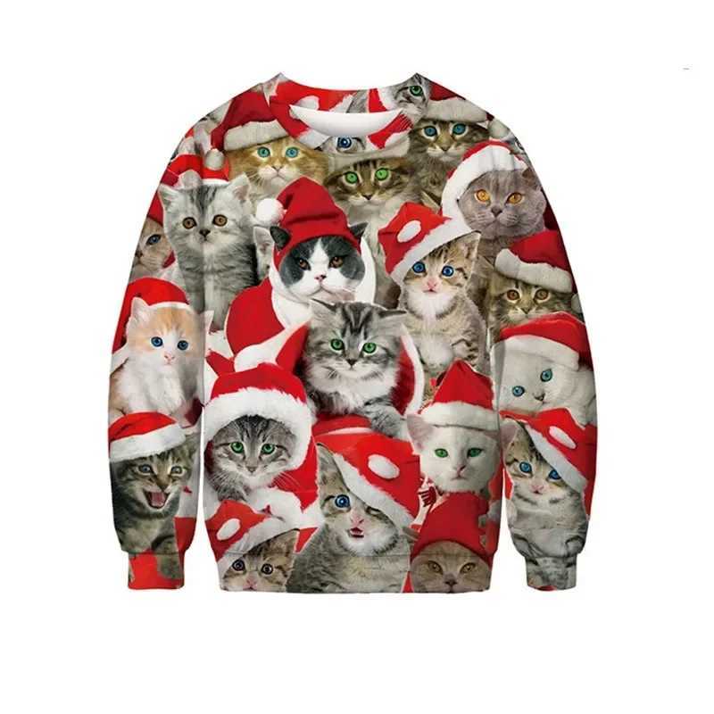 Funny 3D Print Cat Sweater Men Women Ugly Christmas Sweaters Jumpers Tops Holiday Party Pullover Hoodie Sweatshirt 3XL Z240912