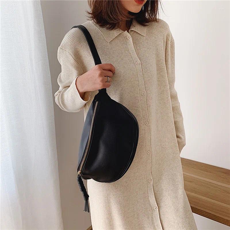 Shoulder Bags Fashion Women Waist Bag Fanny Pack Large Capacity Crossbody Chest Banana Leather Ladies Belt cdda 4