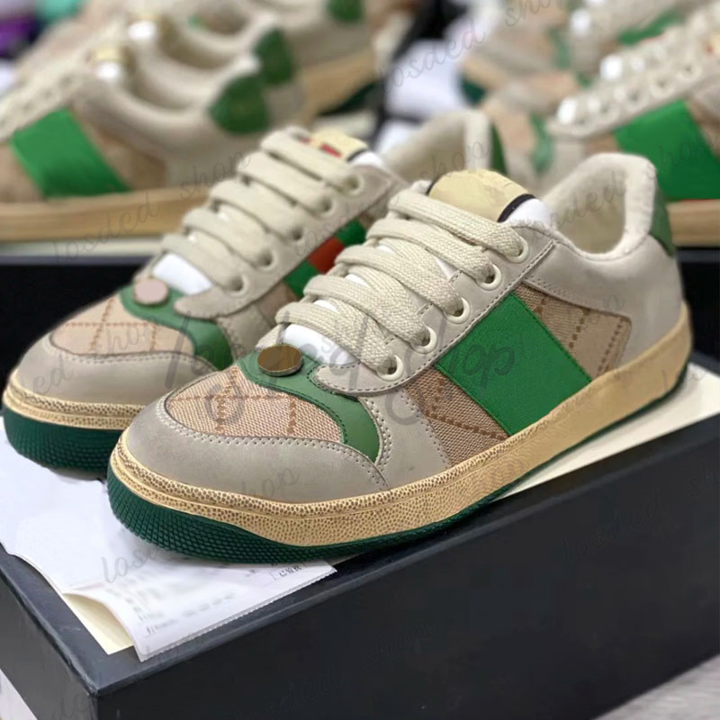 Designer Sneakers Crystal Little Diamond Screener Men's and women's Shoes Red Blue Striped Loafers Fashion Dirty Shoes Leather lace-up Tennis dress Shoes Size 35-45