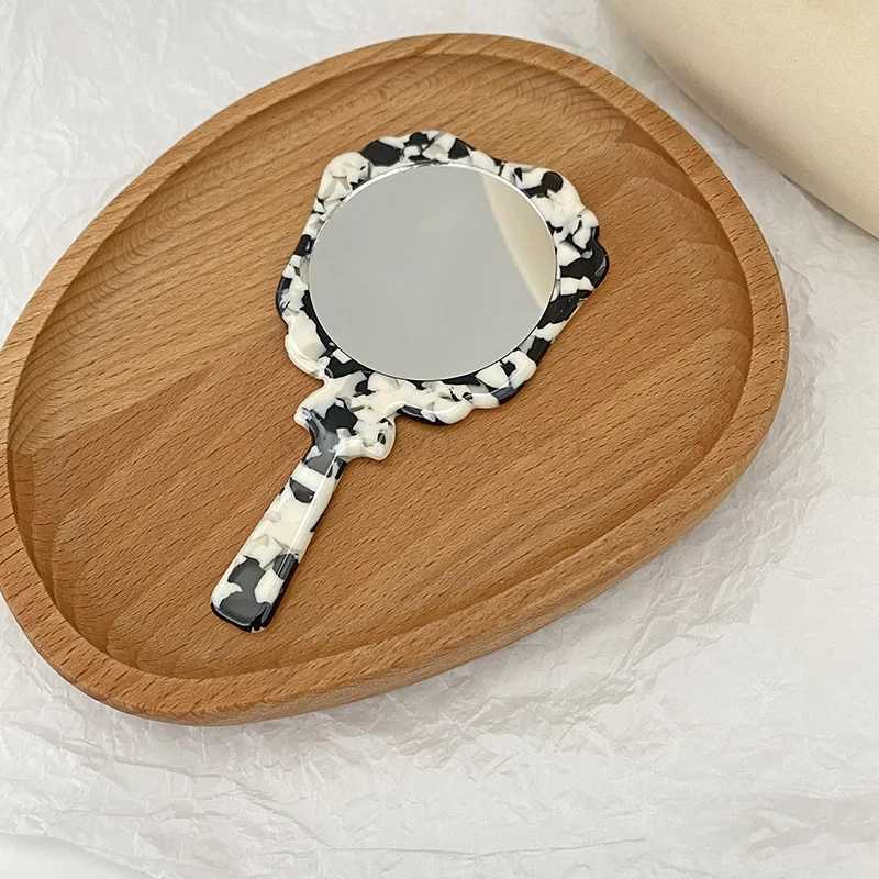 Vintage Acetate Sheet Handheld Makeup Mirror SPA Salon Makeup Vanity Hand Mirror Handle Cosmetic Compact Mirror for WomenM240722