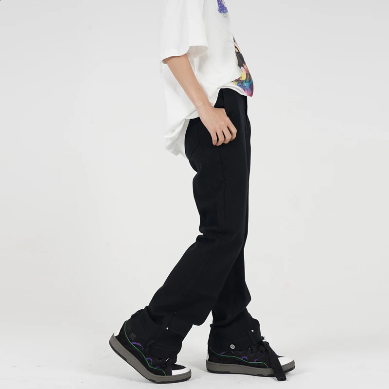 Mens Personality Micro-flared Overalls High Street Tid Fashion Casual Wide Leg Trousers Men Solid Color Slim Flare Pant 240701