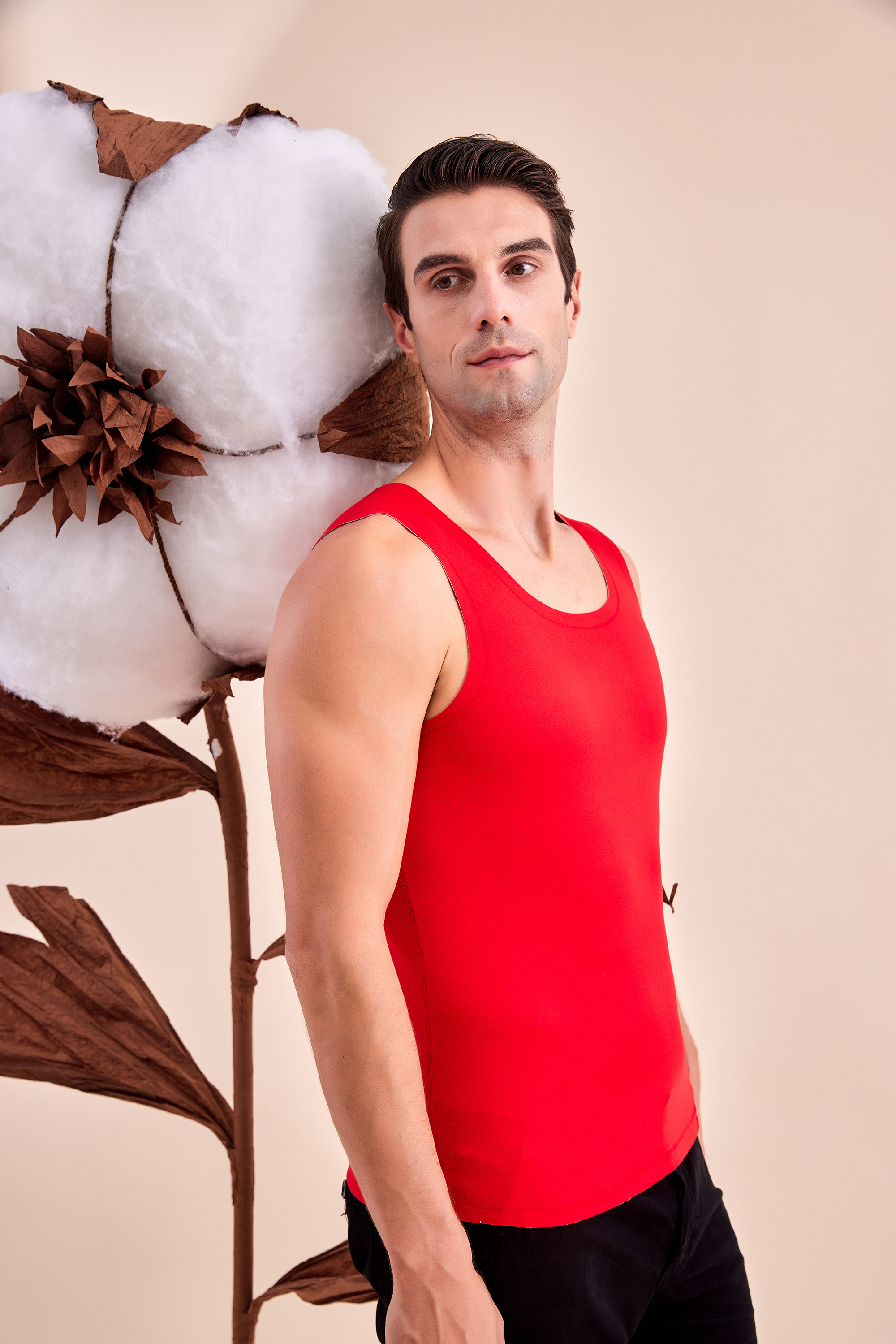 Men's thermal vest made of cashmere and containing mulberry silk, comfortable and warm 24A06