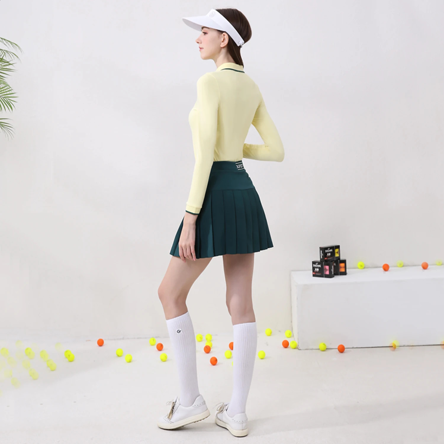 Golfist Women Autumn Spring Golf Suits Long Sleeve Polo T-Shirt Pleated Skirt Fitness Slim Fit Causal Tennis Suits Sportswear 240715