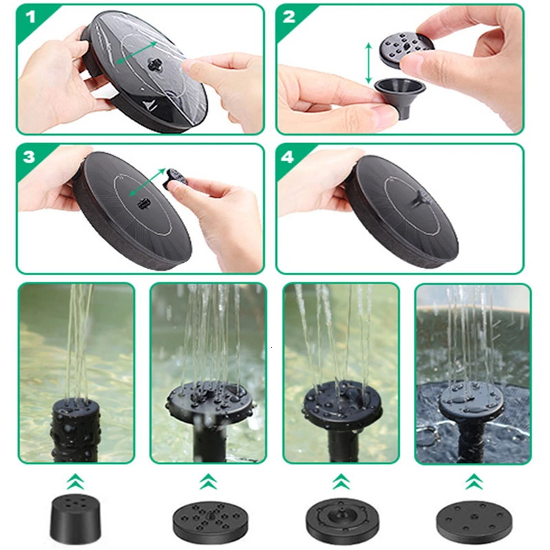 13/16/18cm Solar Water Fountain Pool Pond Waterfall Garden Decoration Outdoor Bird Bath Solar Powered Colorful Fountain Floating 240717
