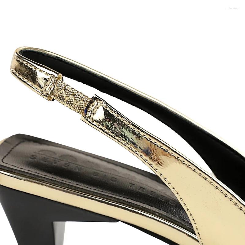 Dress Shoes Women 6cm High Heels Fashion Gold Sier Holographic Sandals Lady Party Elastic Mid Comfortable Daily Sandles