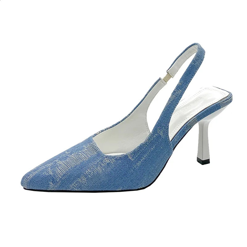 Fairy Style Pointed Fashion Outwear with Baotou Single Shoes Womens Thin Heels High Temperament Sandals Large 240718