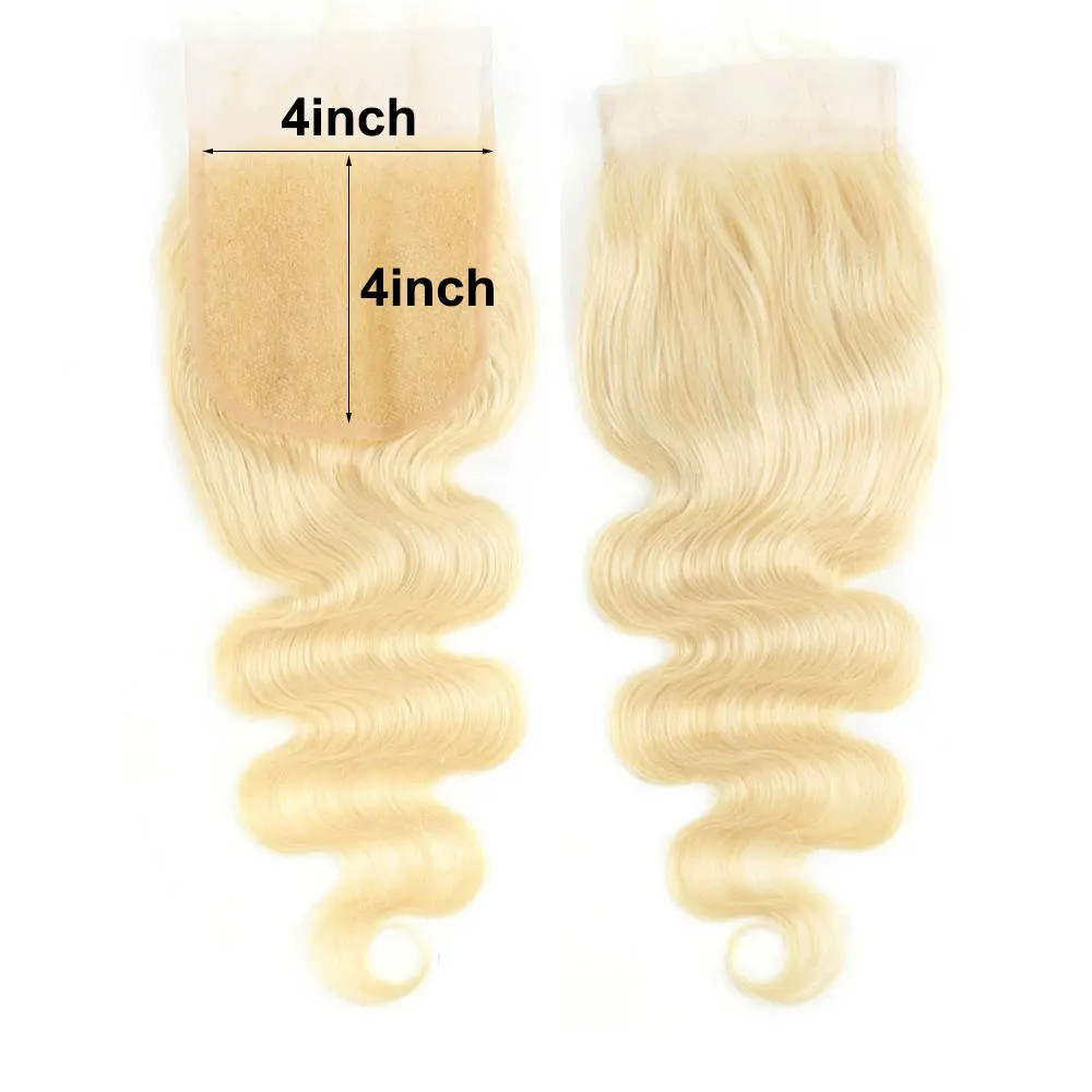 613 Blonde Hair 13X4 Body Wave Closure Pre Plucked Natural Hairline Transparent Lace Frontal Melted Well