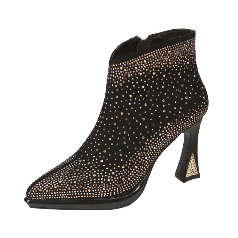 Dia Sexy Stiletto Heel Boots: Pointed Toe, Triple Black, 2024 Fashion b2fe