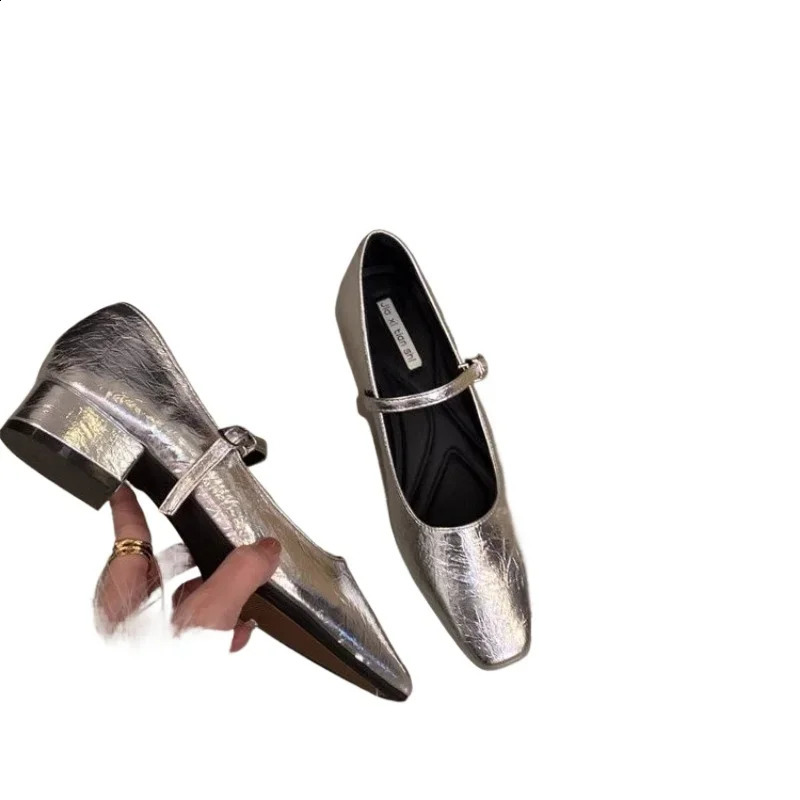 Spring Autumn French Temperament Thick Heel Black Mary Jane Single Shoes Womens Zapatos Mujer 240718