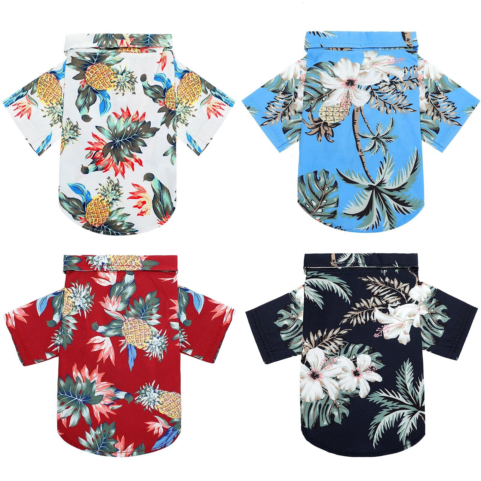 FOGOMOVE Summer Hawaii Style Floral Dog Hawaiian Printed Pet T-Shirts Breathable Cool Clothes Beach Seaside Shirt Sweatshirt for Small Puppy