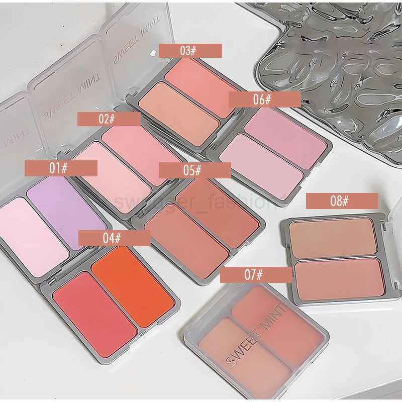 Two Color Powder Blusher Matte Skin Brightening Palette Nude Makeup Waterproof Durable Eye Shadow Pink Blush Pink Korean MakeupB240722