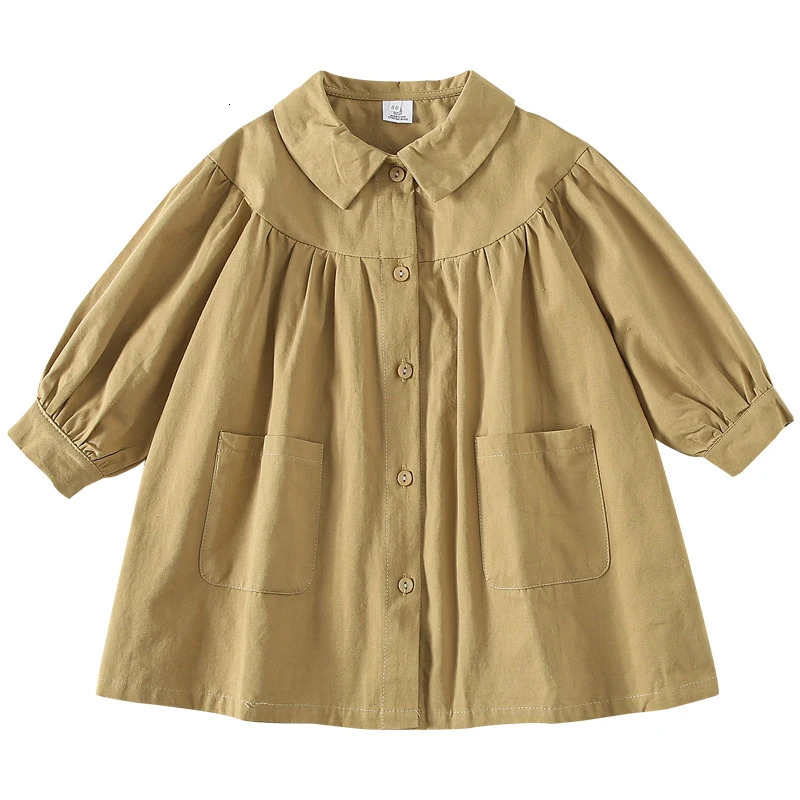 Girl Trench Coat Cotton Long Windbreaker Spring Autumn School Girl Trench Kids Outerwears Casual Trench Jacket Coat for Girls 240711