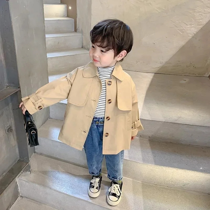 Fashion Baby Girl Boy Trench Cotton Infant Toddler Kid Windbreak Jacket Autumn Spring Child Dust Coat Baby Outwear Clothes 1-7Y 240711