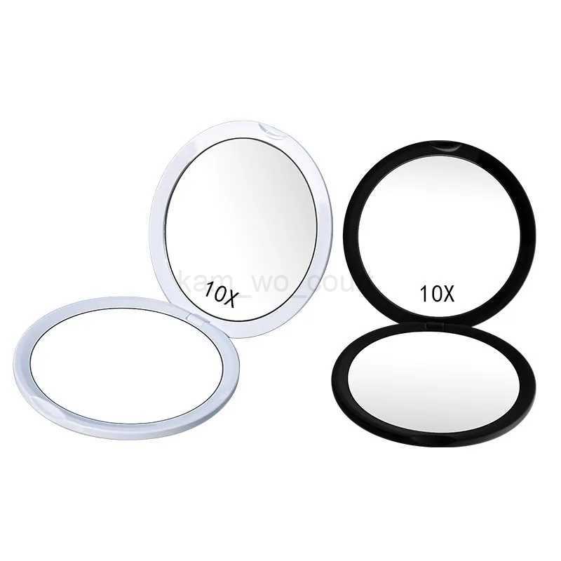 1Pcs Handheld Portable Makeup Mirror Double Sided 10X Magnifying Mirror Flip Flap Folding Round Mini Pocket Makeup Mirror ToolsM240722