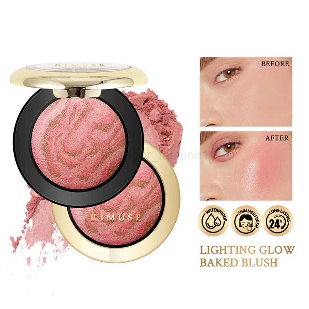Natural Lighting Glow Baked Blush Long-lasting Baked Powder Lightweight Shimmer Blusher Brighten Glow Marbleized Blush PaletteB240722