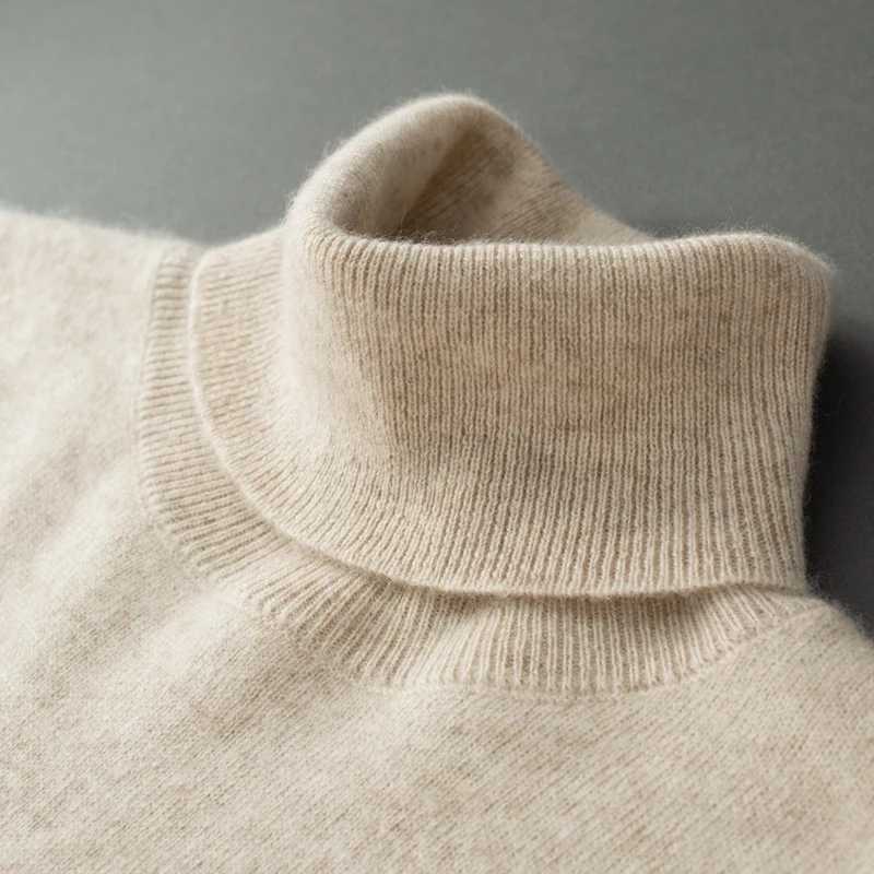 Spring Autumn New 100% Cashmere Sweater Mens High Turnover Collar Knitted Pullover Fashion Slim Fit Knitted Bottom Shirt Z240912