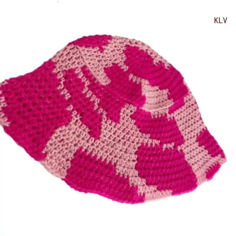 Elegant Bucket Hat Colorful Cow Pattern Crochet Hat Holiday Decors Vacation Hat Western Cloch for Schoolgirls 240715