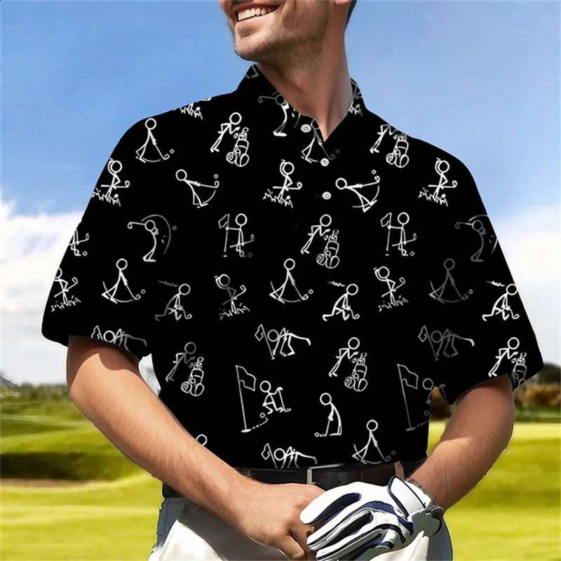Golf Harajuku Polo Collar Short sleeved Sweatshirt Mens Polo Shirt Summer Comfortable and Breathable Casual Street Clothing 240816