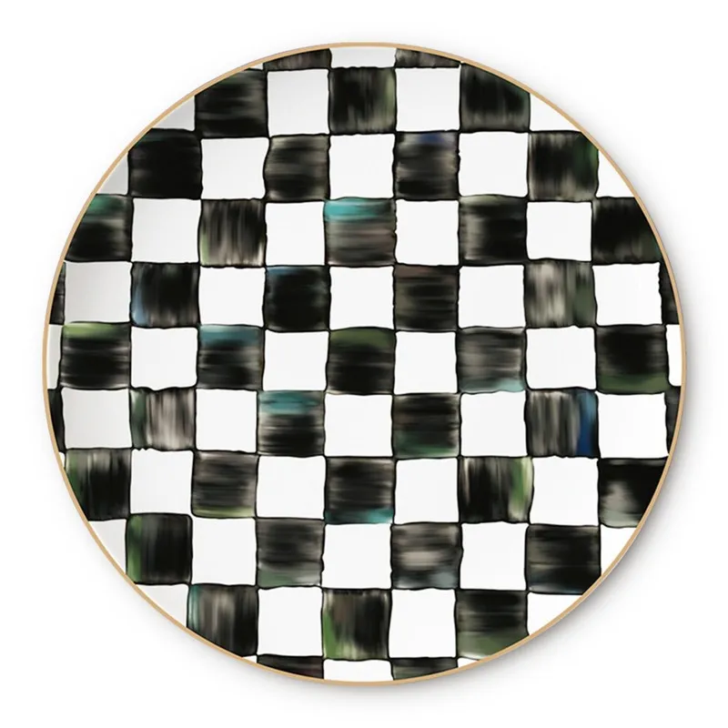 Export black and white pork ribs porcelain plate dessert plate Christmas tableware set dessert ceramic plate