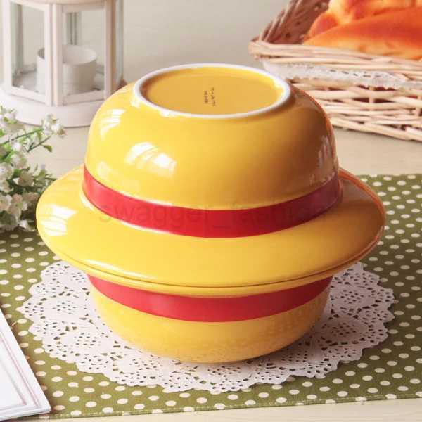 Japanese Enamel Soup Bowls 8 Inch One Pieced Straw Hat Ceramic Bowl Instant Noodle Bowl Ceramic Soup Bowl Rice Dessert BowlB270723 - view 5