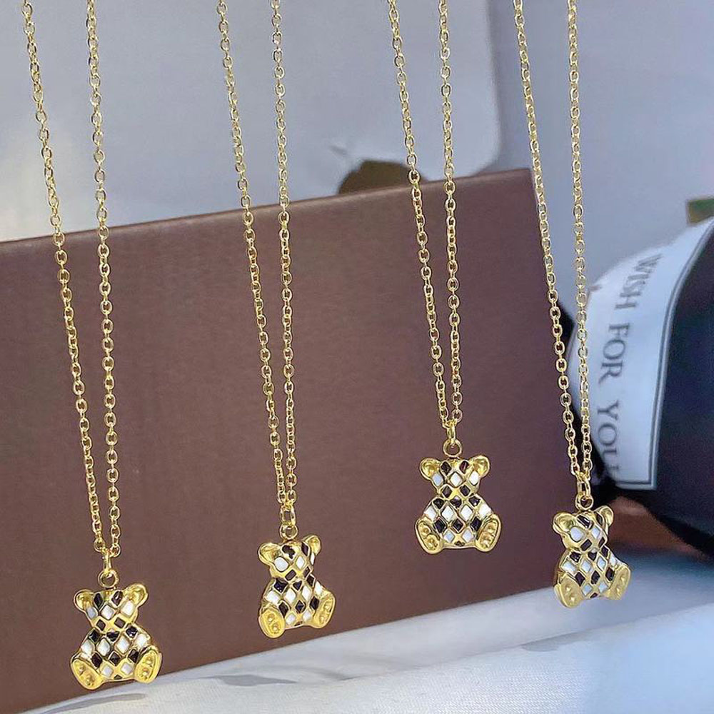 Simple Necklaces Bear Pendant Gold Plated Stainless Steel Female Designer Necklace Women Jewelry Gifts Hot Sell Styles Wholesale