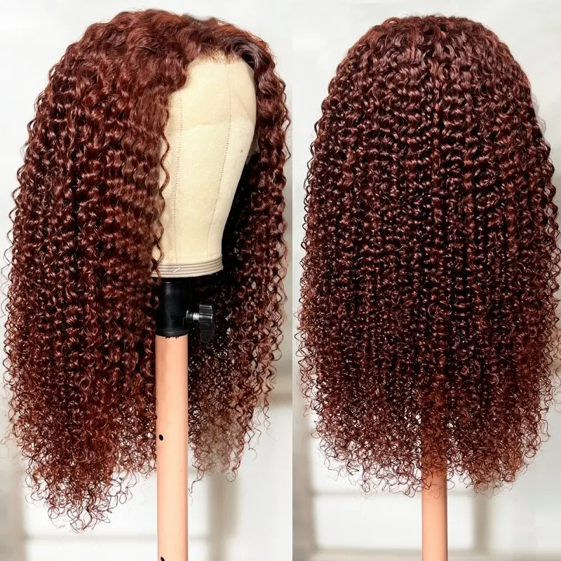 Reddish Brown Deep Wave Lace Front Wig Human Hair Wigs 13x4 HD Pre Plucked for Women Water Wave HD Lace Frontal Wigs Glueless