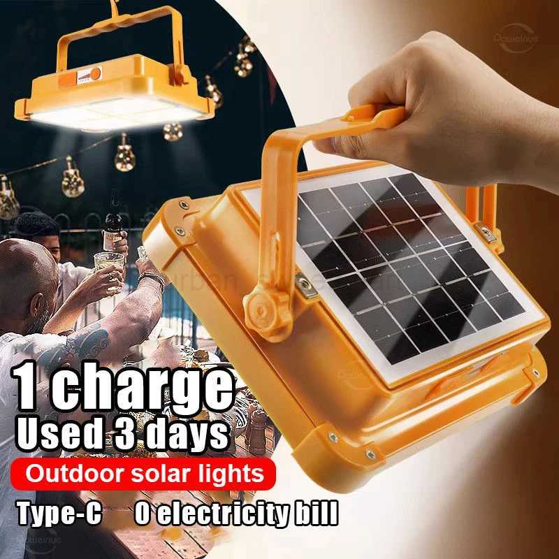 Powerful 400 Solar Rechargeable Camping Light 20000mAh Power Bank LED Flashlights Magnet Portable Lantern Repair Emergency LampCL240722