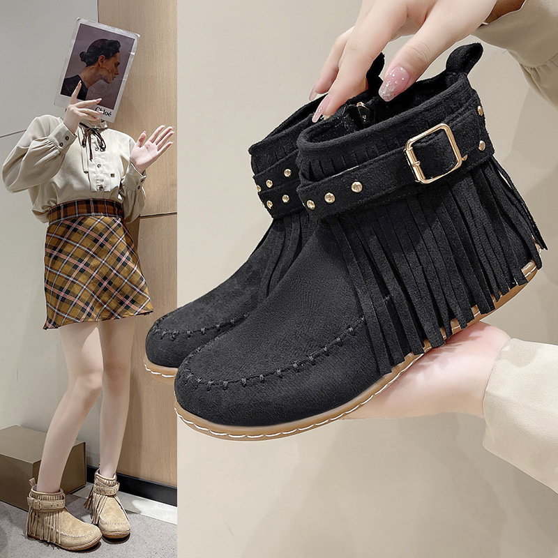 Designer Shoes In Black And White Women Ankle Boots Autumn Winter Design Plus Size Flat Bottom Free Shipping