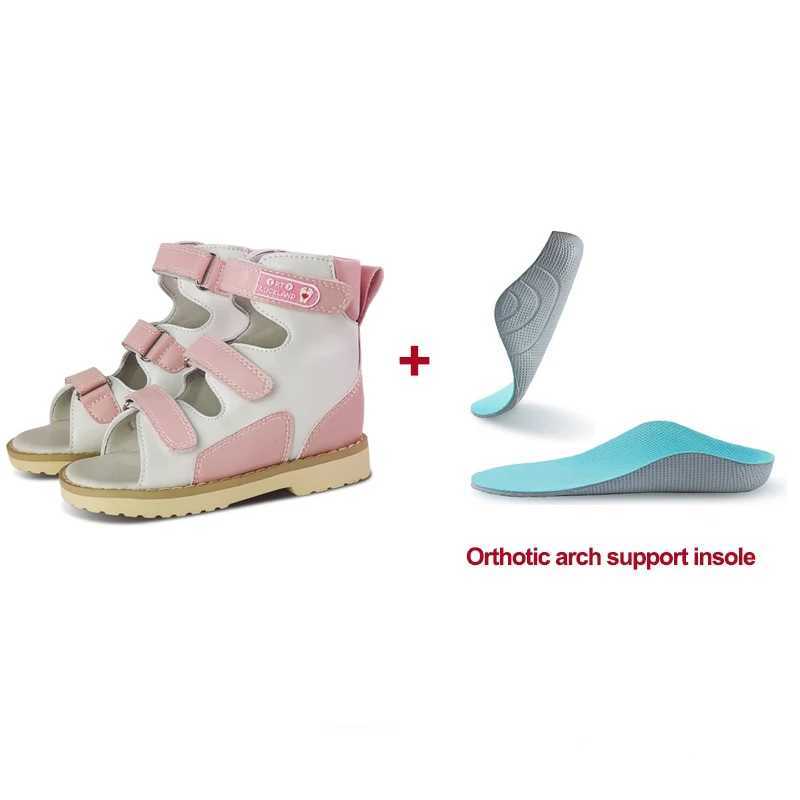 Sandals Girl Sandals Summer Childrens Orthopedic Shoes Kids Baby Princess Leather Flatfoot Footwear For Toddler 3 4 5 6 7 YearsL24722