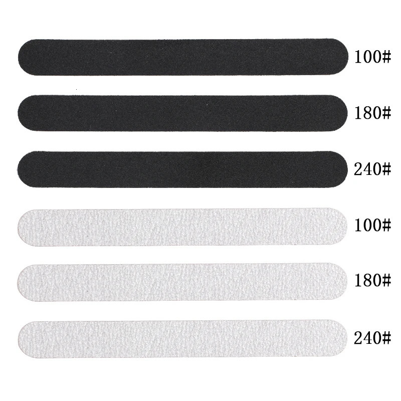 Straight Replacement Nail File 100180240 10pcs GreyBlack Removable SandPaper With Stainless Steel Handle Metal Sanding Files 240713