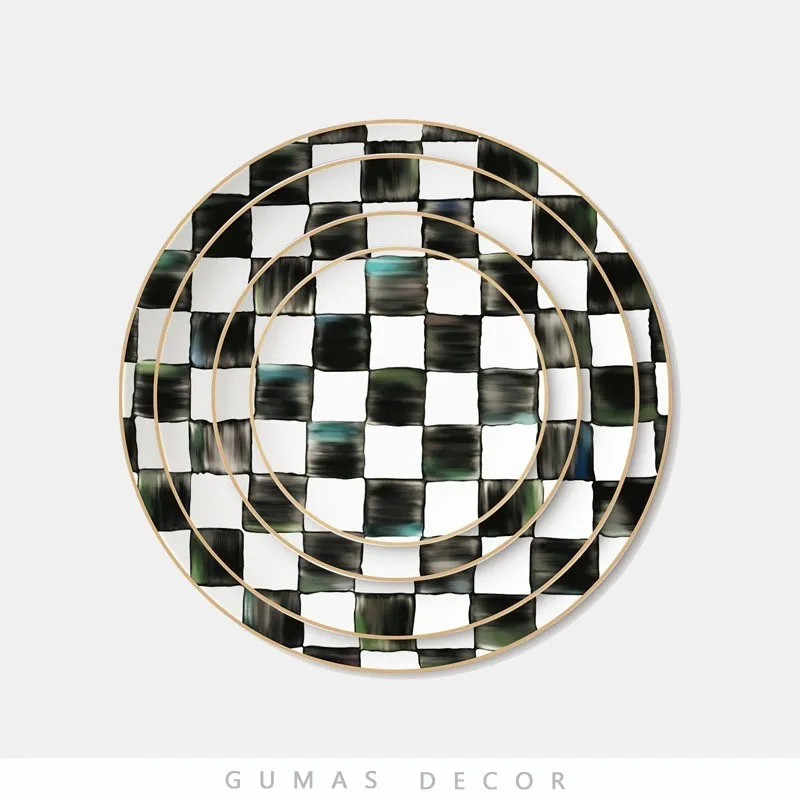 Export black and white pork ribs porcelain plate dessert plate Christmas tableware set dessert ceramic plate