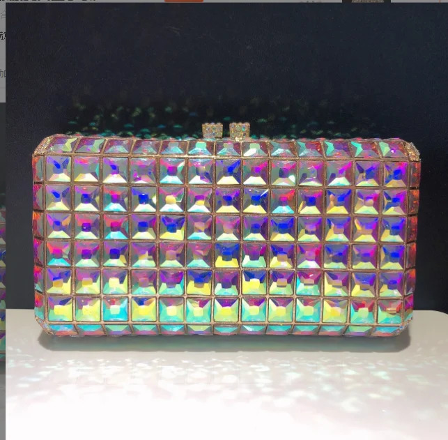 Square Shape 10 Colors Woman High Quality Evening Bag Wedding Bridal Birthday Bling Banquet Toted Party Diamond Crystal Handbag 240722