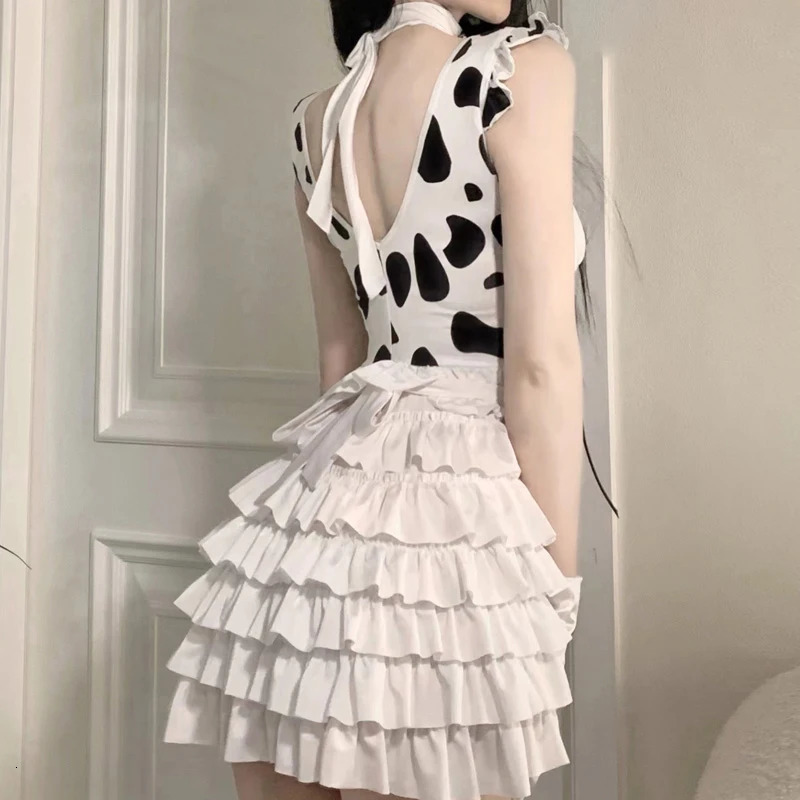 Lolita Cute Women Anime Sexy Bunny Girl Backless Bandage Maid Dress Ruffles Kawaii Cosplay Costumes Cows Lovely Tempatation 240717