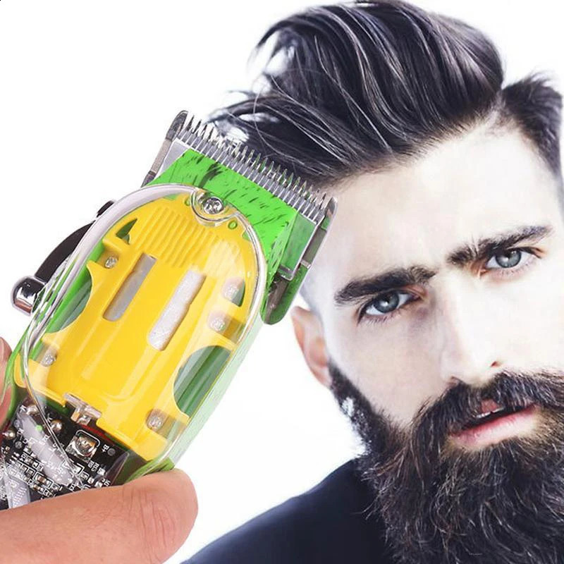 Professional Transparent Cover Hair Clipper for Men Electric Hair Trimmer Rechargeable Hair Clippers Hair Cutting Machine Tools 240712