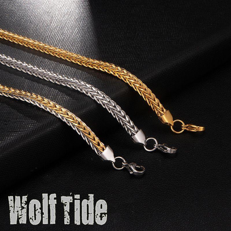 Mens Titanium Stainless Steel Franco Chain Hip Hop Gold Bracelet Personalized Miami Rapper Club Wristband Wolf Tide Jewelry Gifts for Guys for Sale